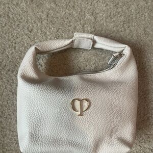 CLE DE PEAU BEAUTE  White Leather Cosmetic Bag Make Up Bag Tote